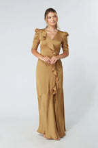 Daisy Dark Gold Crepe Maxi Dress