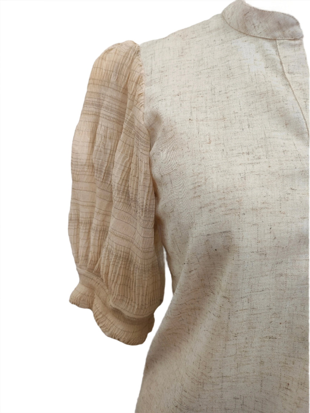 Demi light beige puff short sleeves top