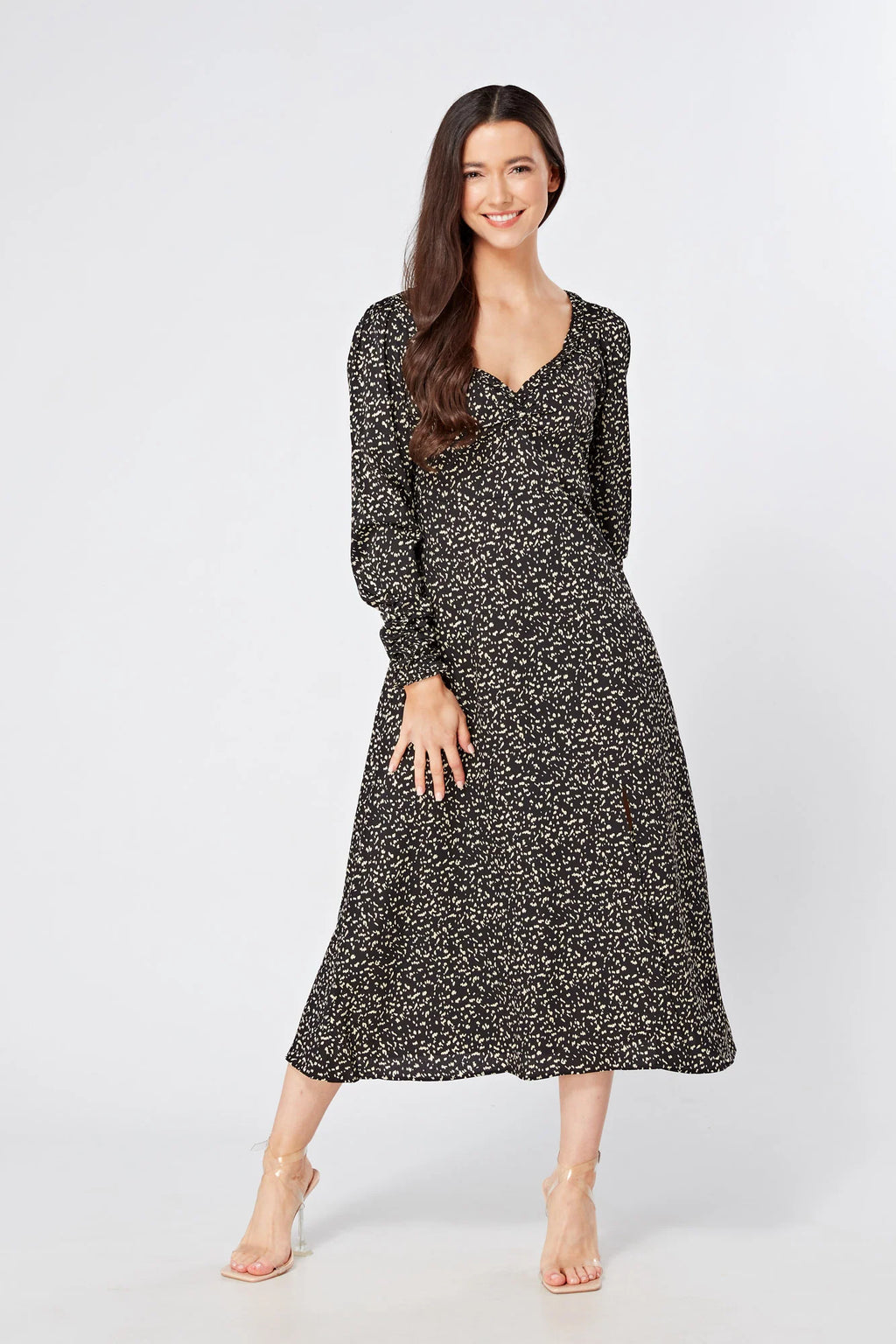Jinora black midi dress