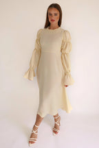 Samara Yellow Puff Sleeves Midi Dress