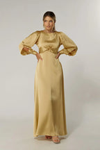 Lila Light Gold Knotted Front Maxi Dress