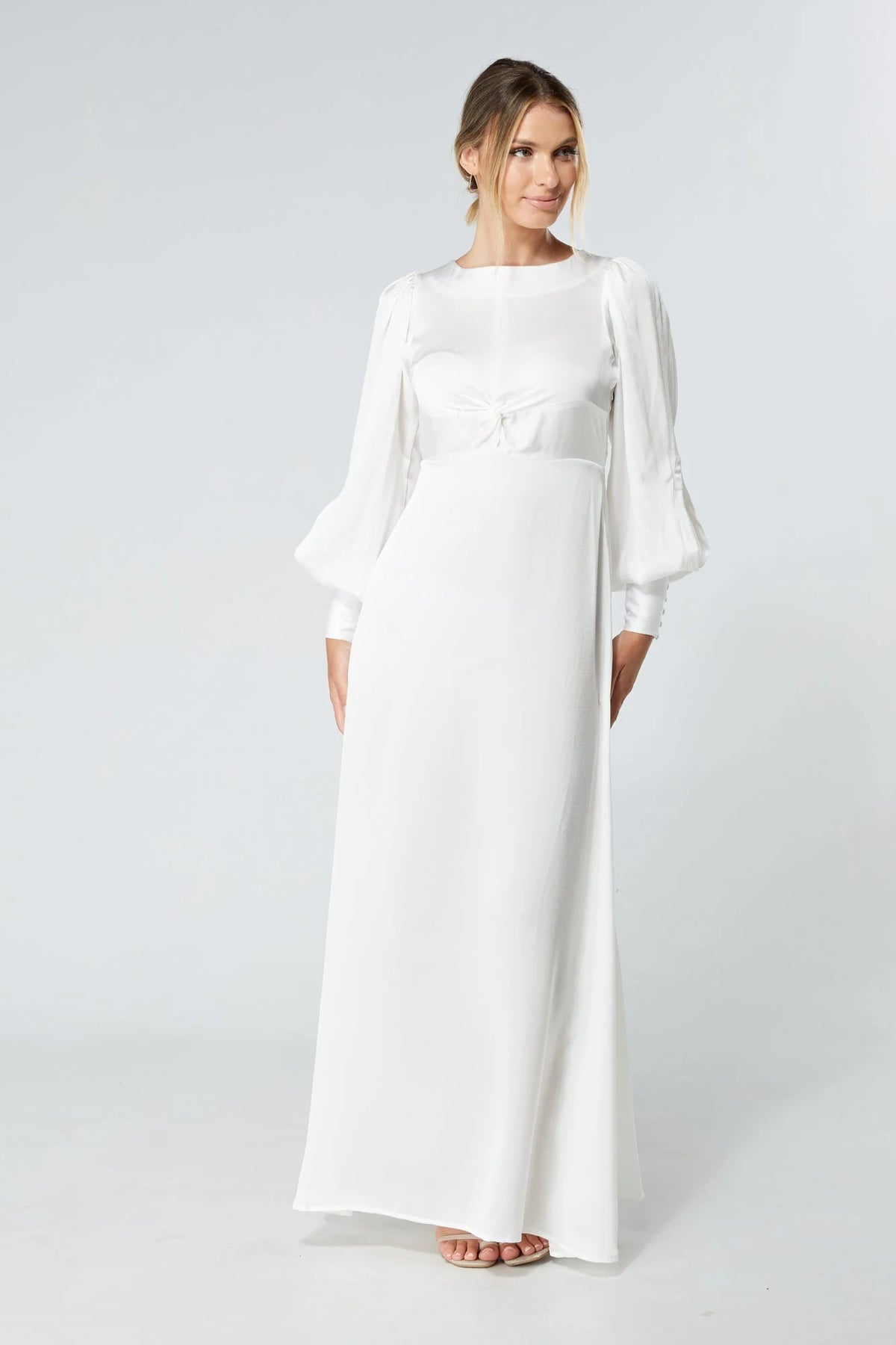 Lila White Knotted Front Maxi Dress
