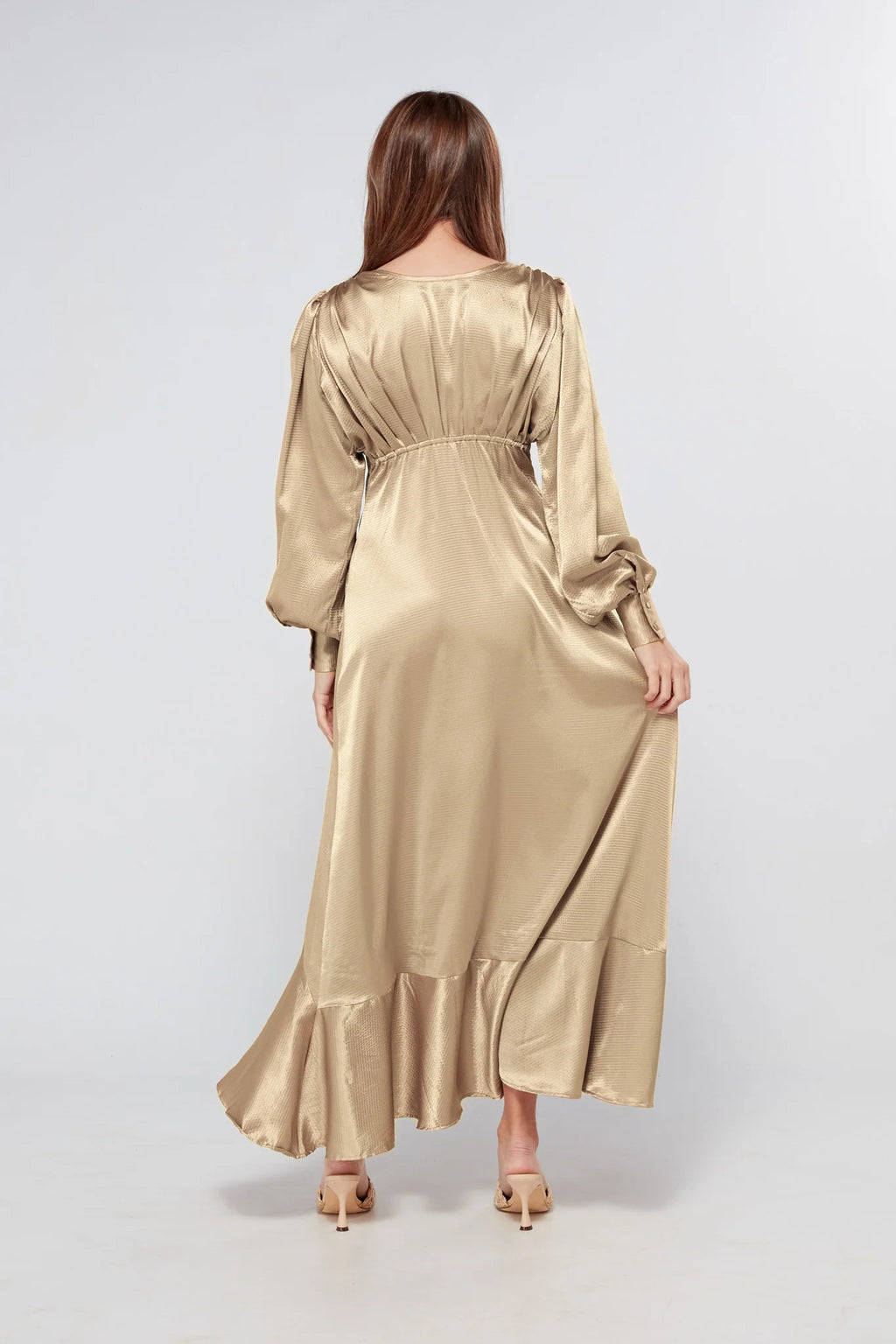 Charlize Light Gold Maxi Dress