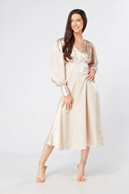 Gabriella Cream Satin Midi Dress