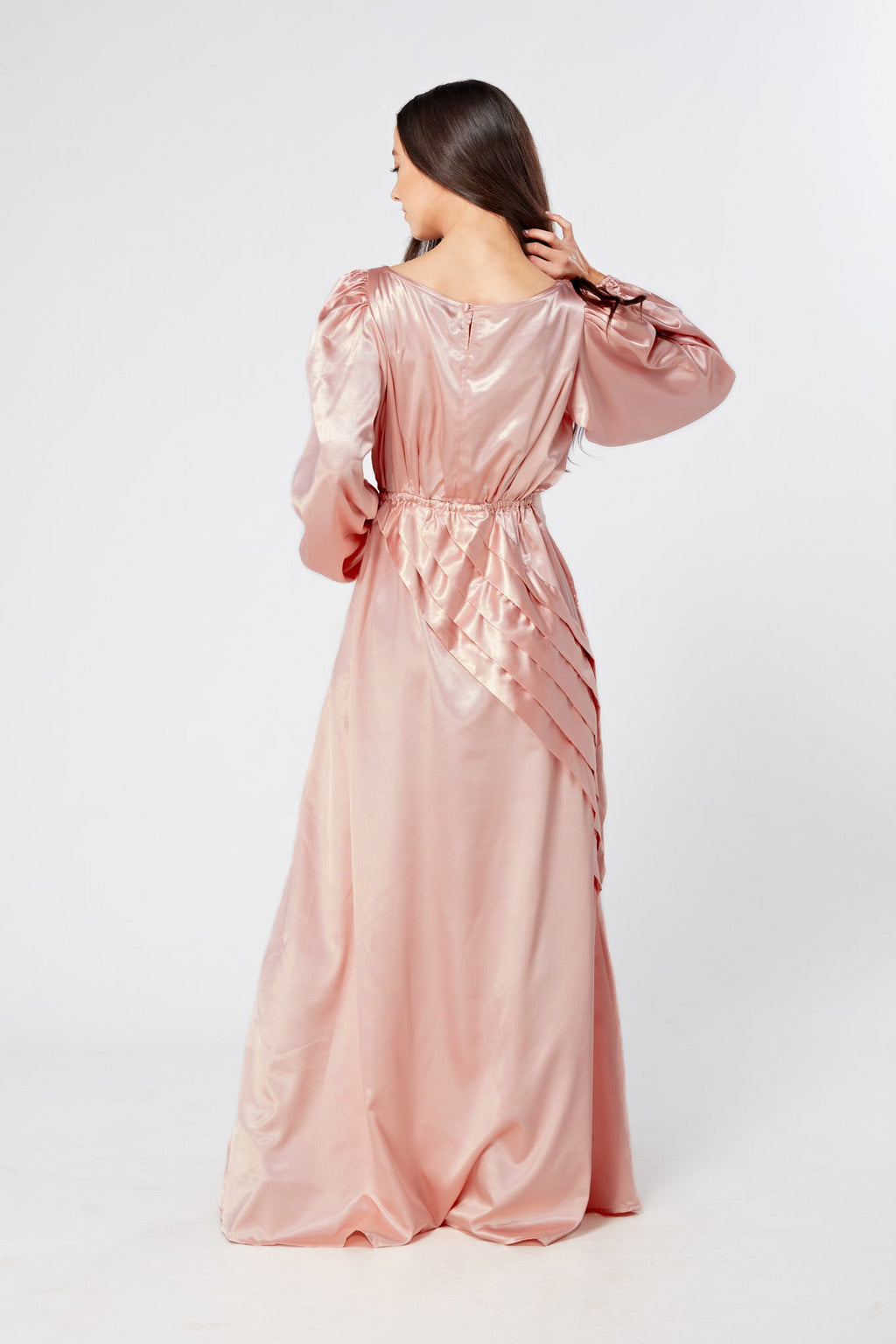 Seraphina Pink Satin Maxi Dress