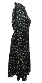 Eleanor Black Midi Dress With Belted Front