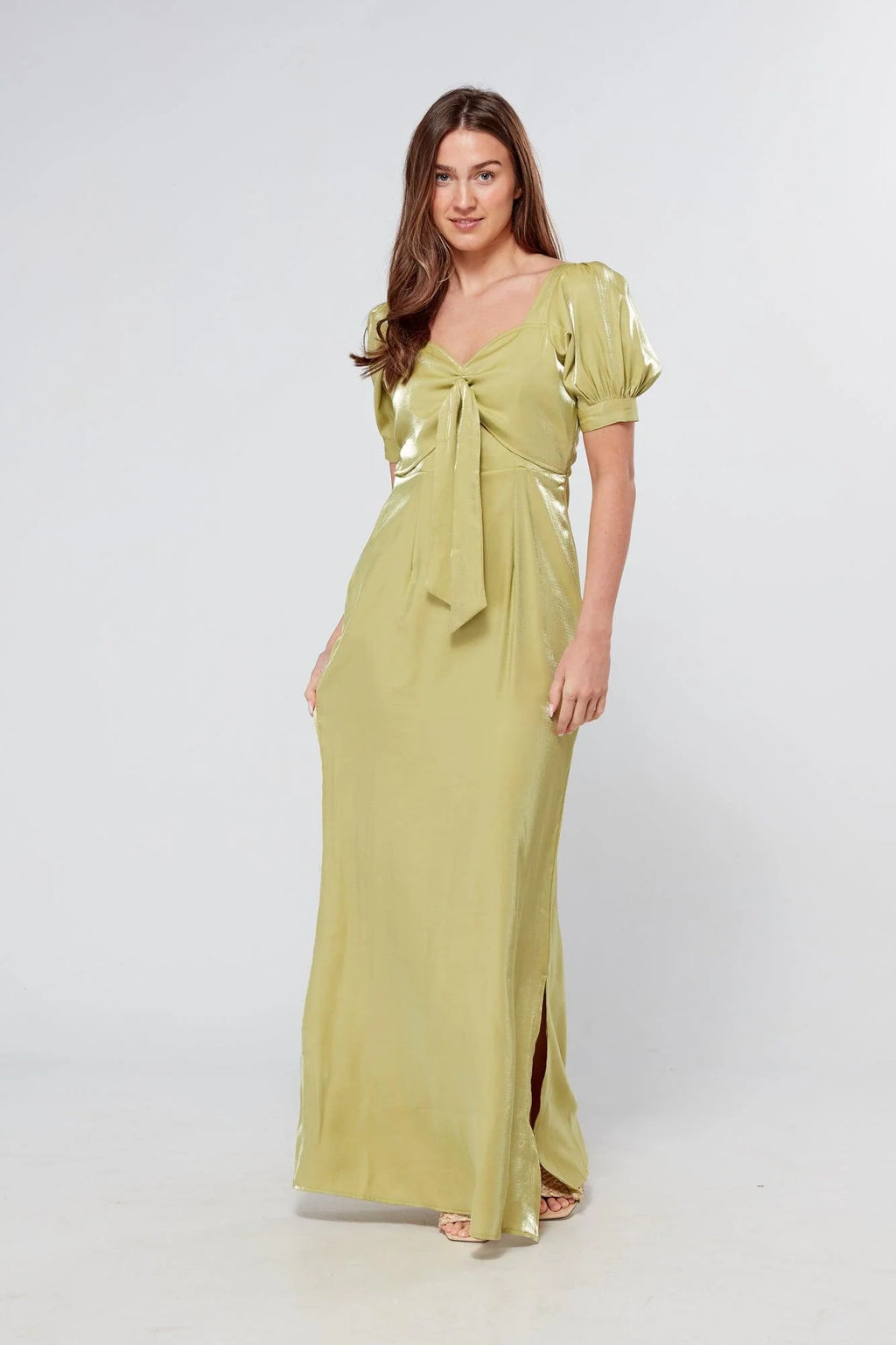 Messika Pistachio Shimmery Maxi Dress