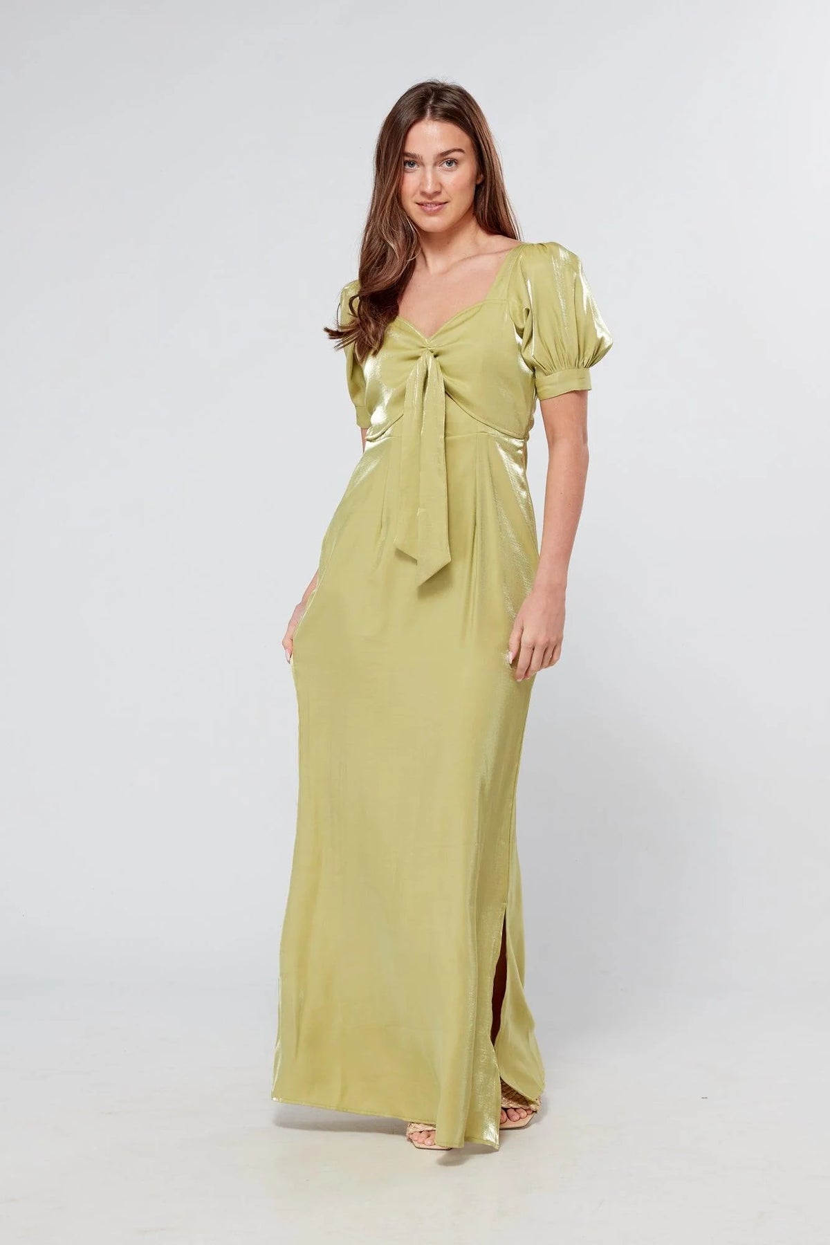 Messika Pistachio Shimmery Maxi Dress