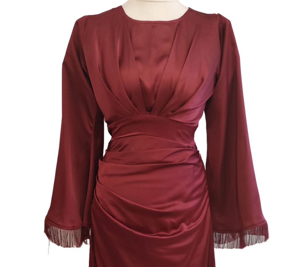 Amaya deep red maxi dress with wide sleeves