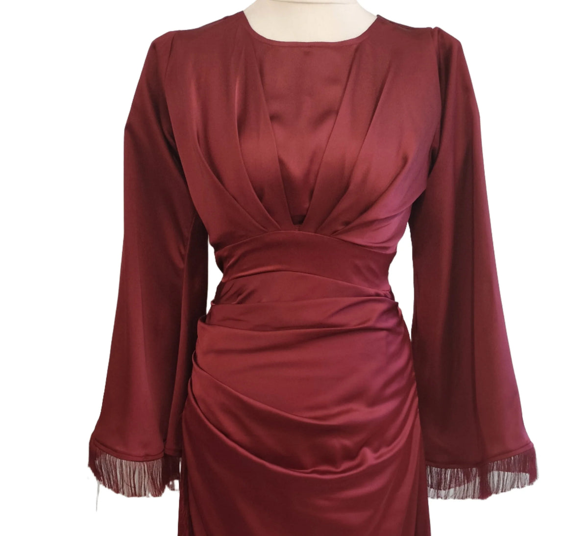 Amaya deep red maxi dress with wide sleeves