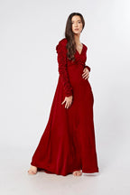 Ella Red Crepe Maxi Dress With Ruched Detail