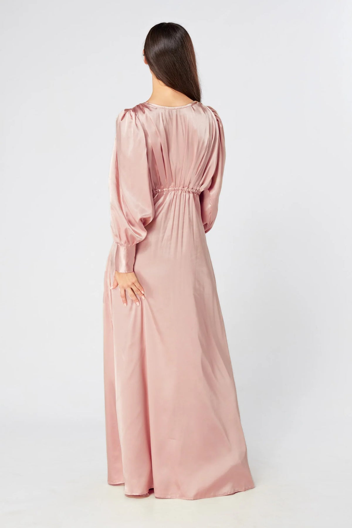 Gabriella Pink Satin Maxi Dress