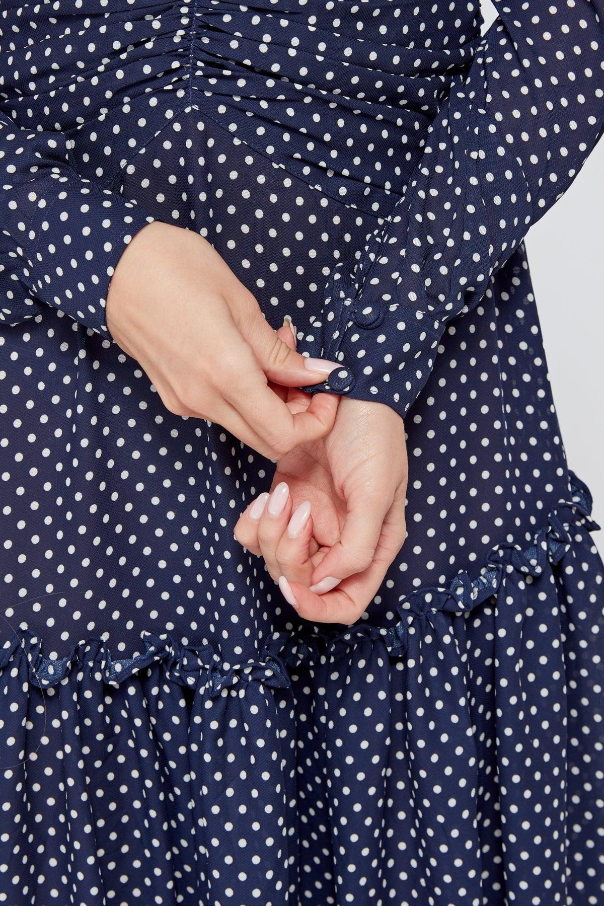 Nikita Navy Dotted Midi Dress