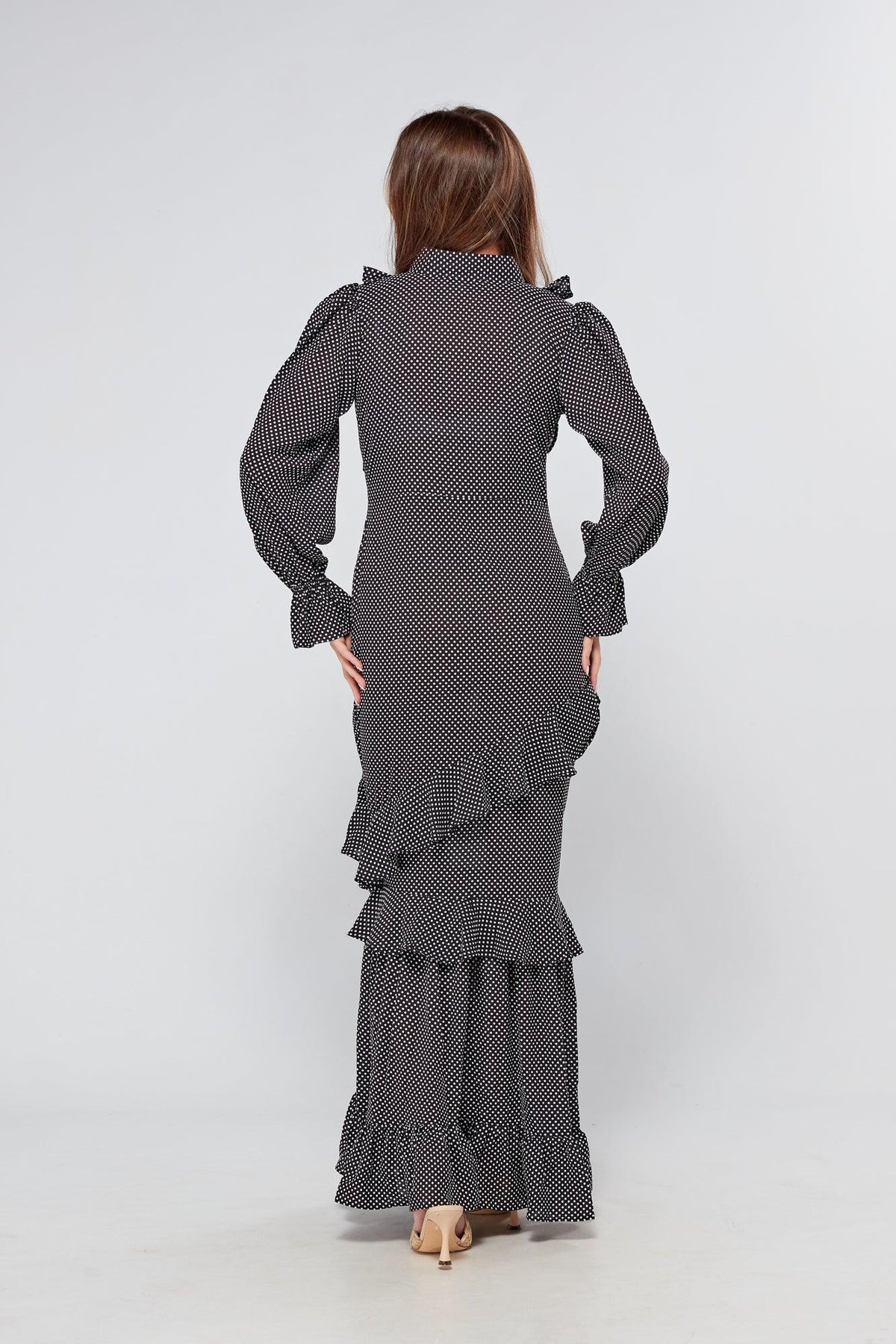 Anais Black And White Dotted Maxi Dress