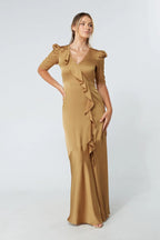 Daisy Dark Gold Crepe Maxi Dress