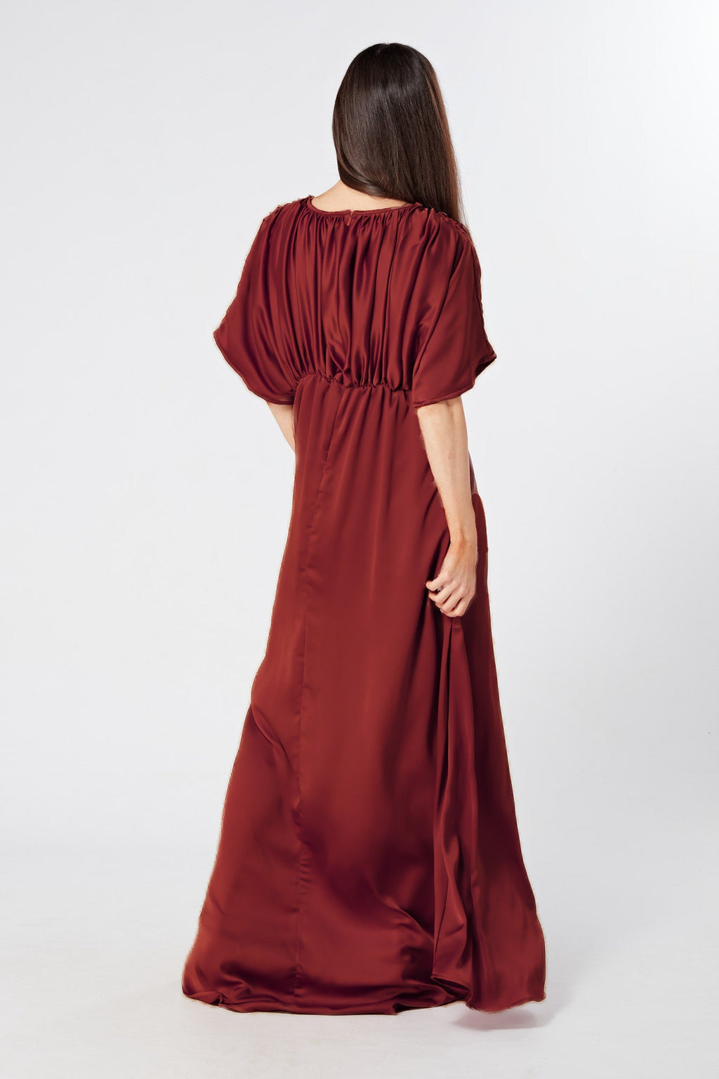 Josephine Deep Red Satin Maxi Dress
