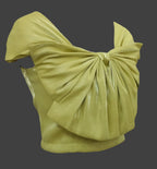 Soomin Shimmery Green Crop Top With Oversized Bow