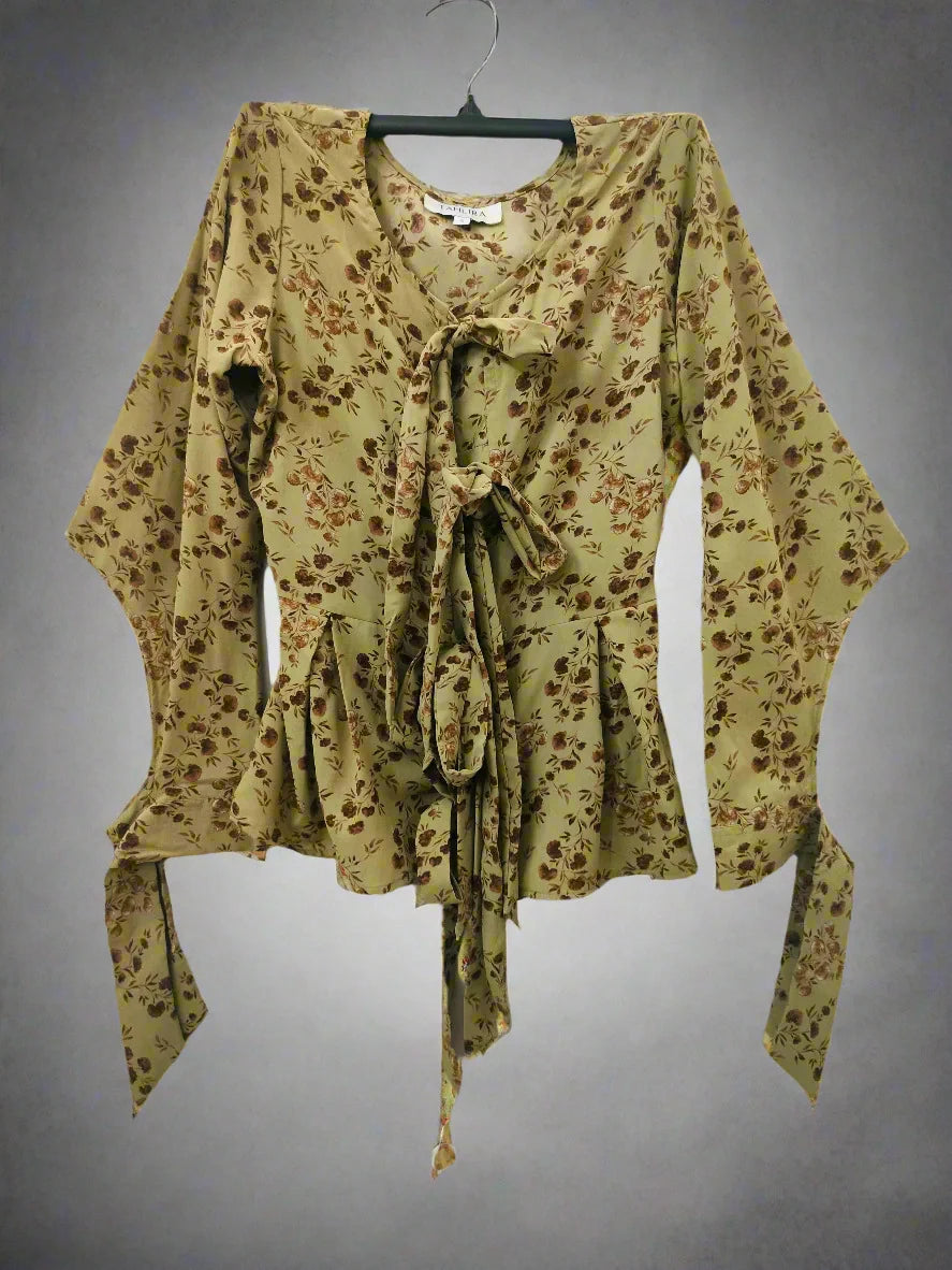 Paris green floral top
