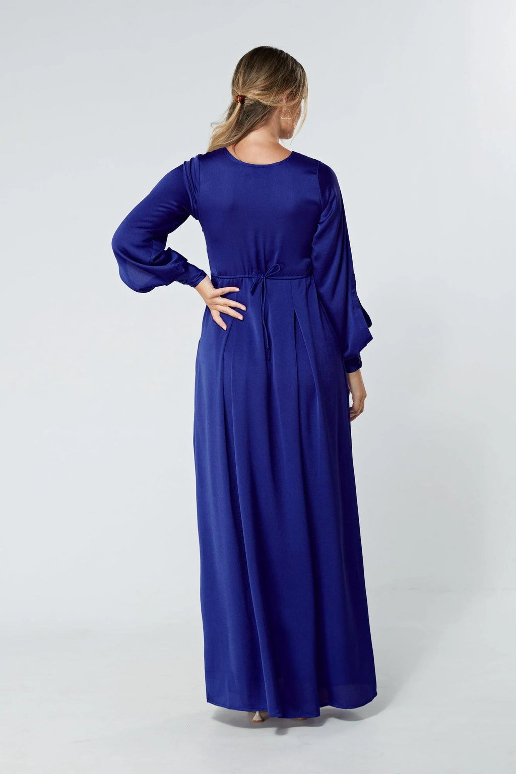 Delilah Cobalt Blue Satin Maxi Dress
