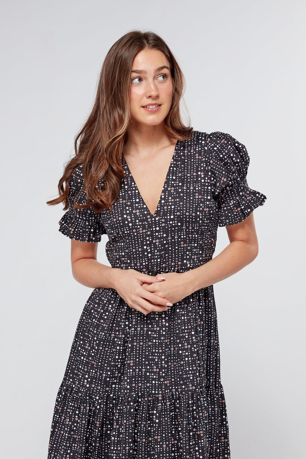 Alaya Black Printed Maxi Dress