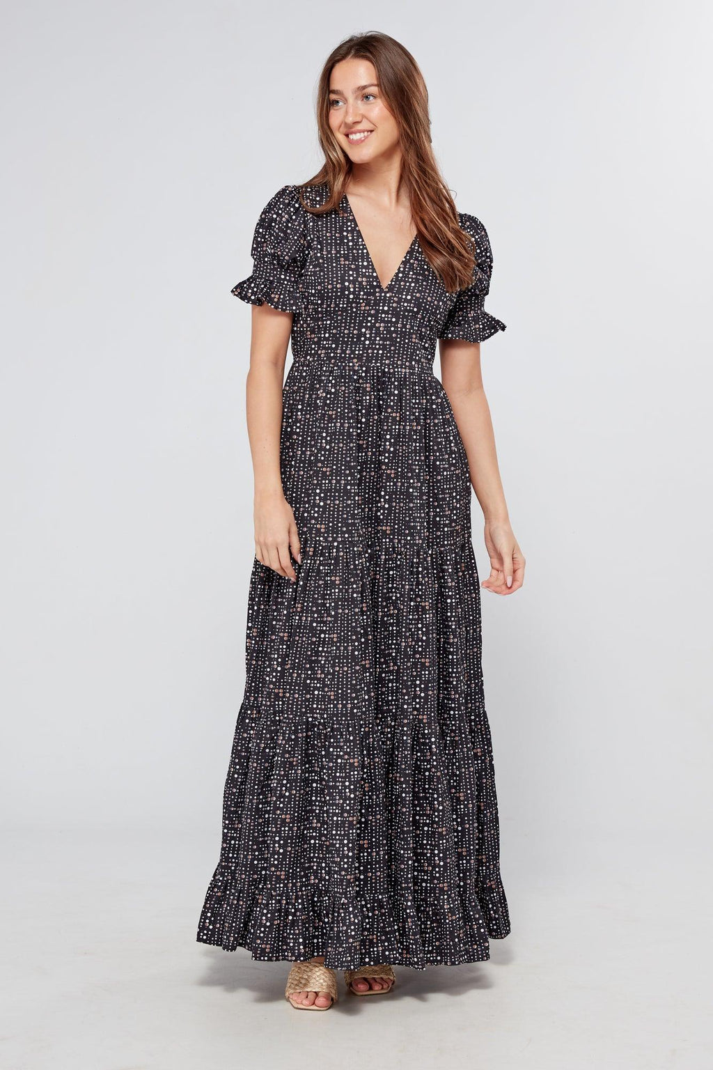 Alaya Black Printed Maxi Dress