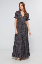 Alaya Black Printed Maxi Dress