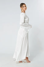 Lucia White Kimono Sleeves Maxi Dress