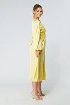 Calissa Yellow Satin Midaxi Dress