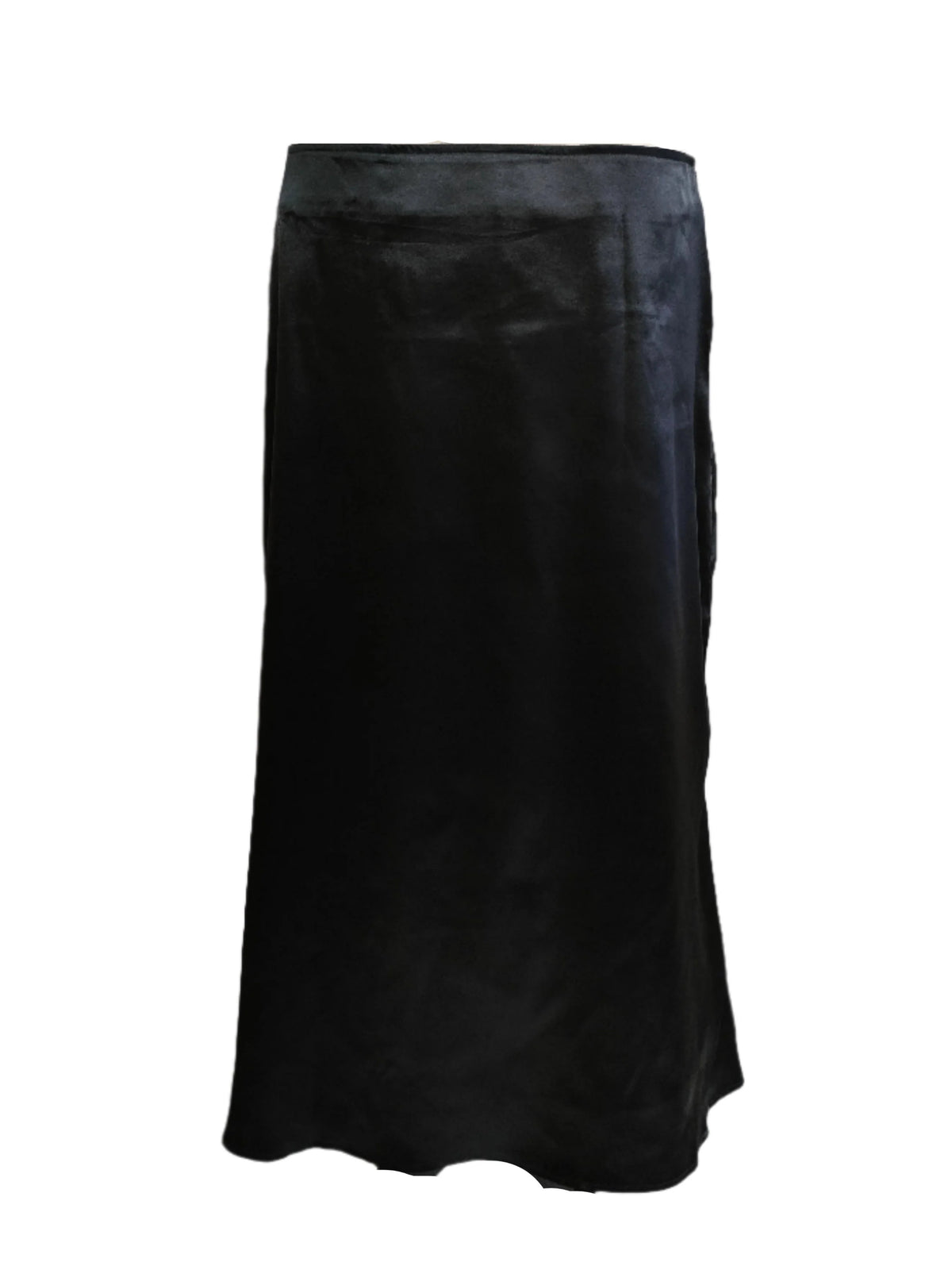 Elisa Black Satin Midi Skirt