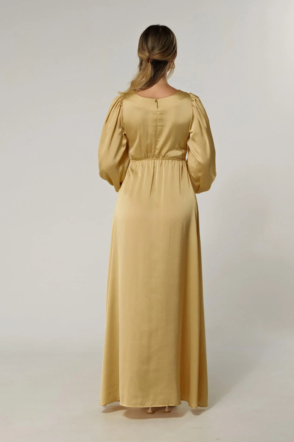 Lila Light Gold Knotted Front Maxi Dress