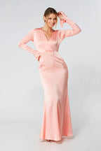 Alessandra Blush Satin Crepe Maxi Dress