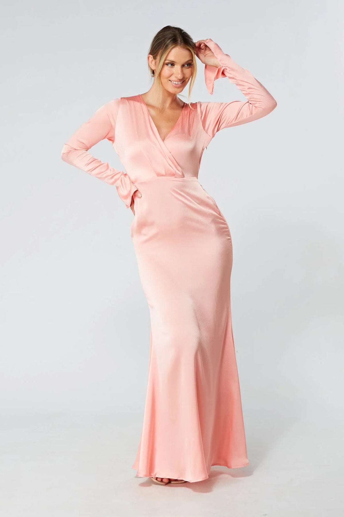 Alessandra Blush Satin Crepe Maxi Dress