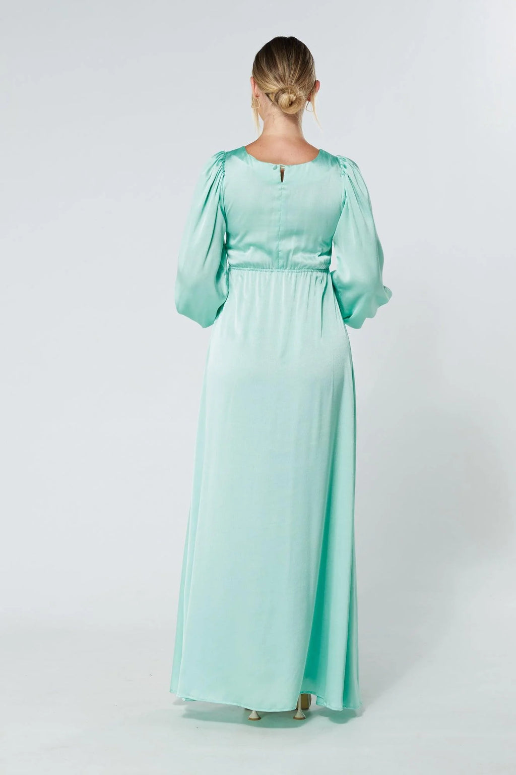 Lila Aqua Knotted Front Crepe Maxi Dress