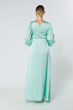Lila Aqua Knotted Front Crepe Maxi Dress