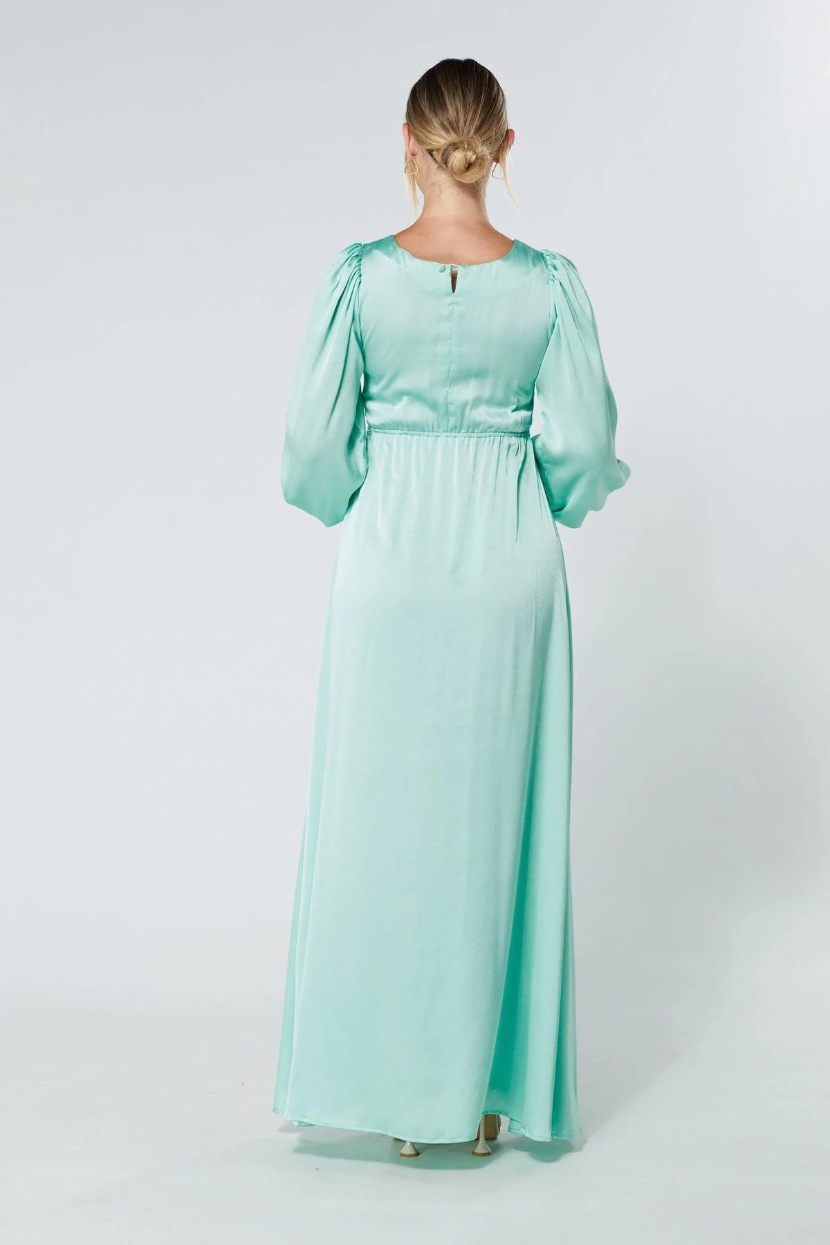 Lila Aqua Knotted Front Crepe Maxi Dress