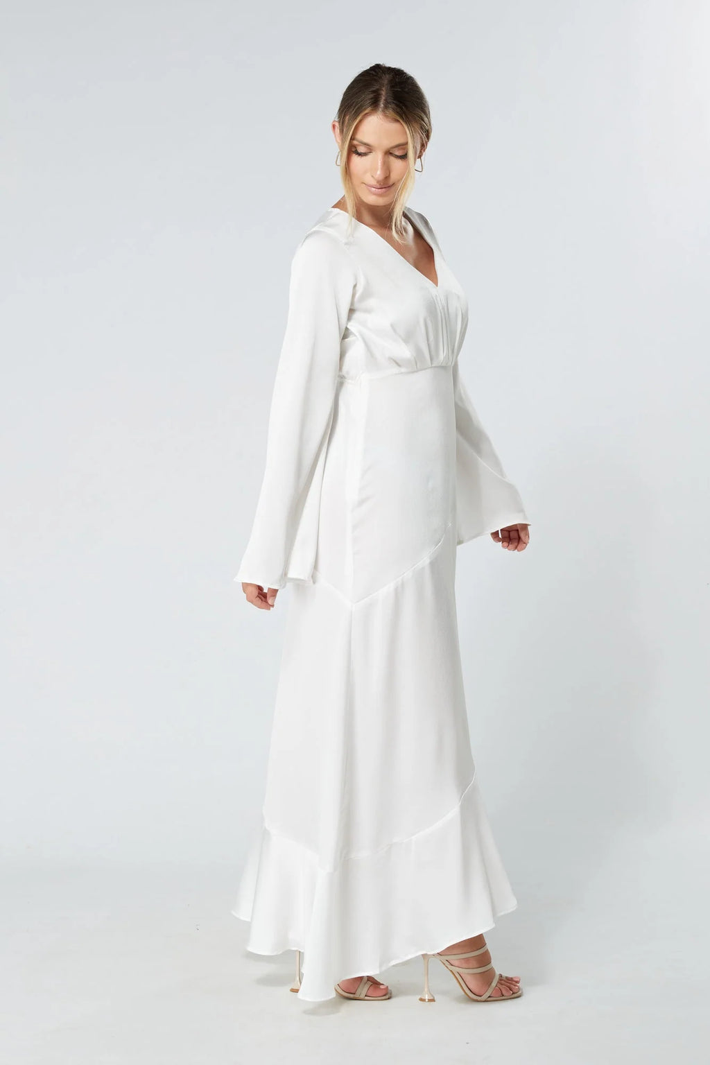 Lucia Kimono Sleeves Maxi Dress White
