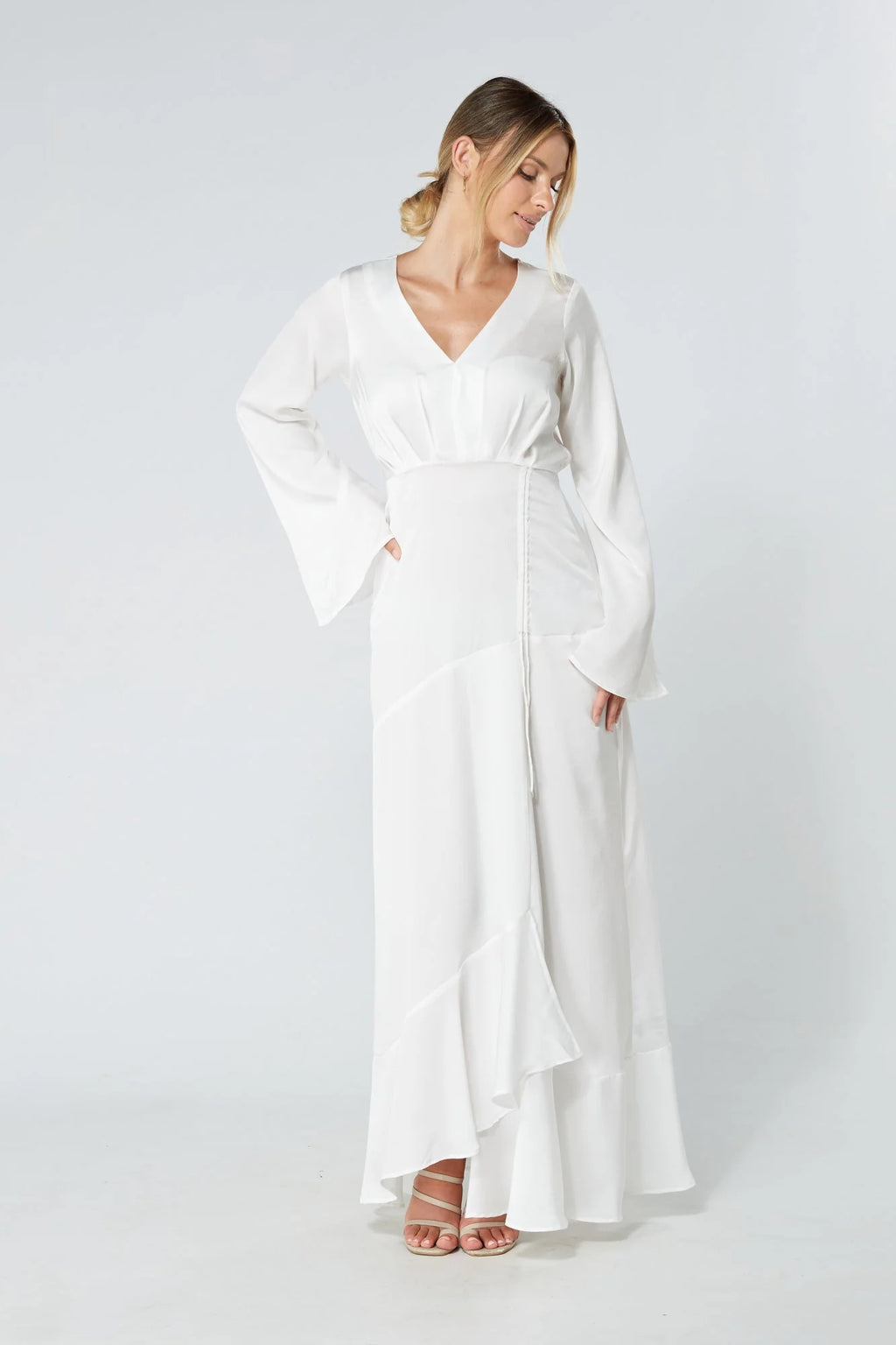 Lucia Kimono Sleeves Maxi Dress White
