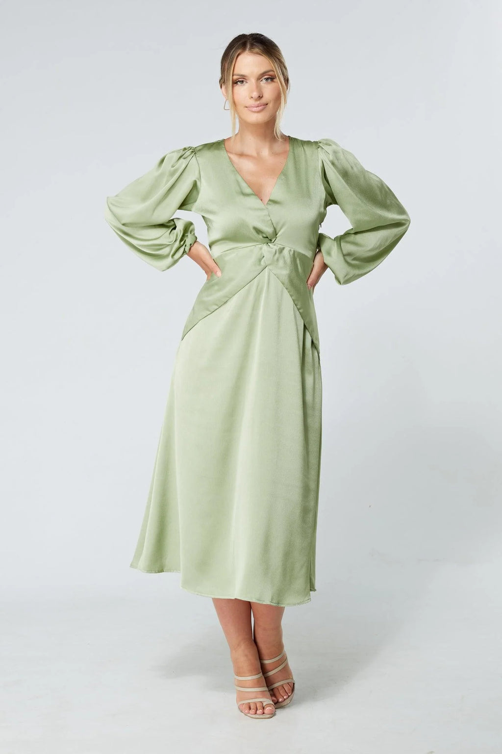 Calissa Olive Crepe Midaxi Dress