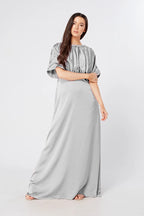 Josephine Silver Satin Maxi Dress