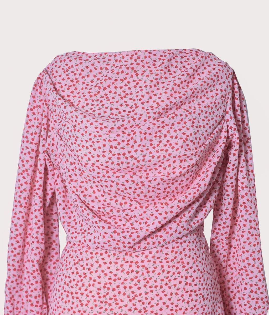 Elora floral printed pink maxi dress