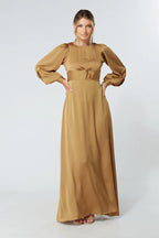Lila Gold Knotted Front Maxi Dress