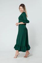 Francesca Satin Green Midaxi Dress