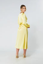 Calissa Yellow Satin Midaxi Dress