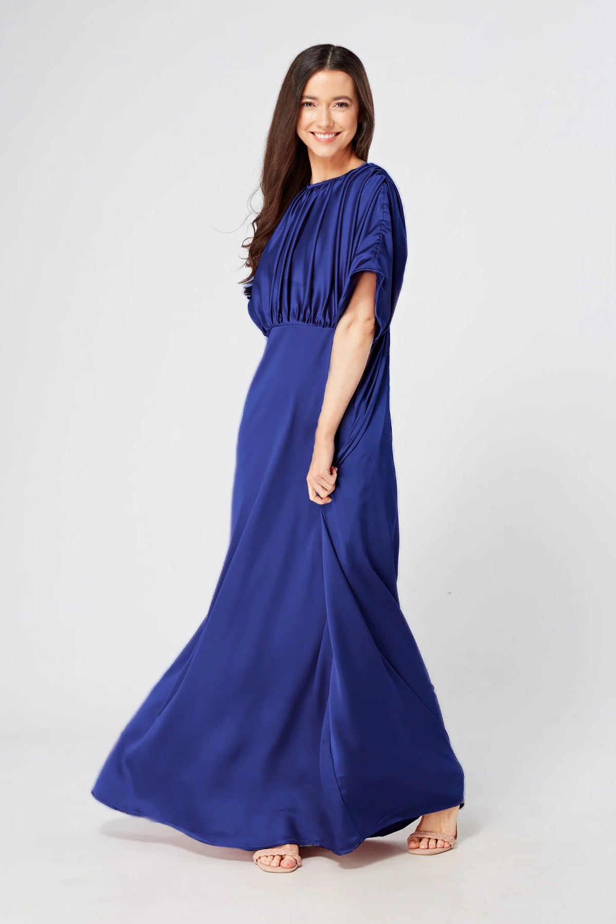 Josephine Cobalt Blue Satin Maxi Dress