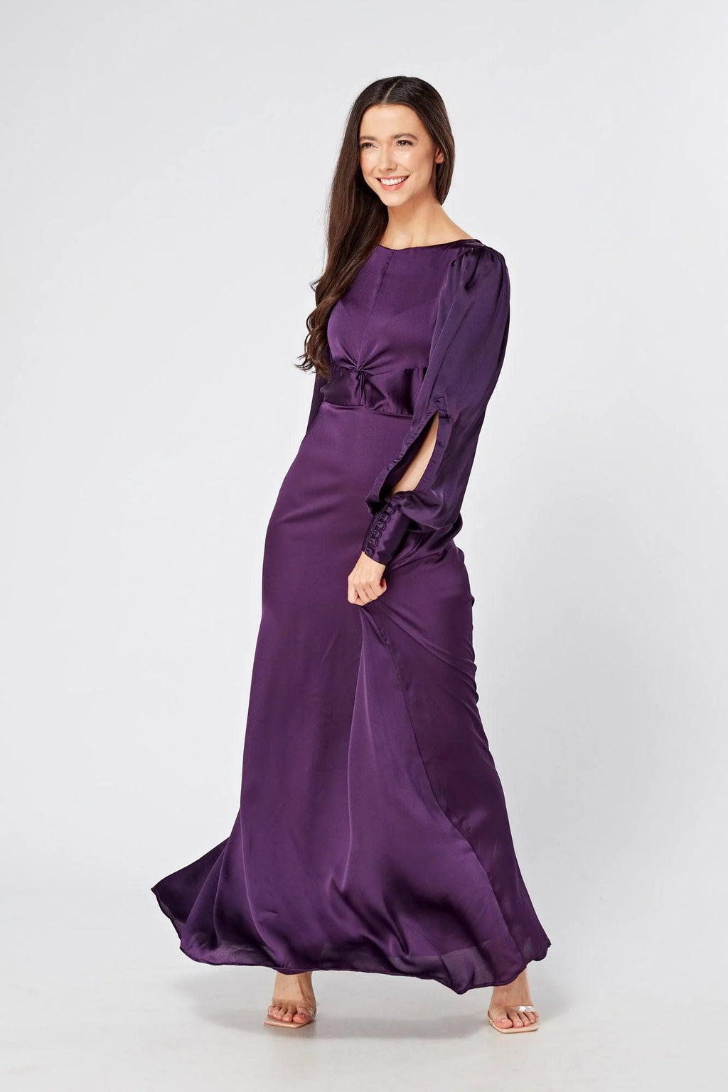 Lila Purple Knotted Front Soft Crepe Maxi Dress
