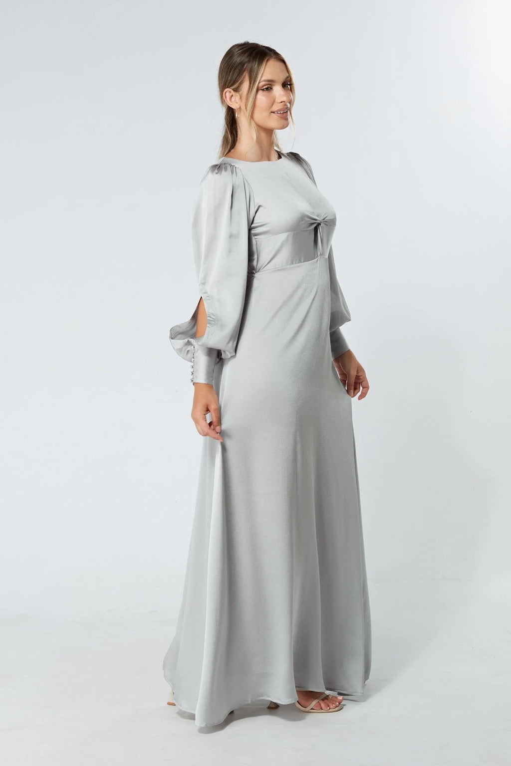 Lila Silver Knotted Front Maxi Dress