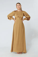 Lila Gold Knotted Front Maxi Dress