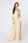 Gabriella Ivory Cream Maxi Satin Dress