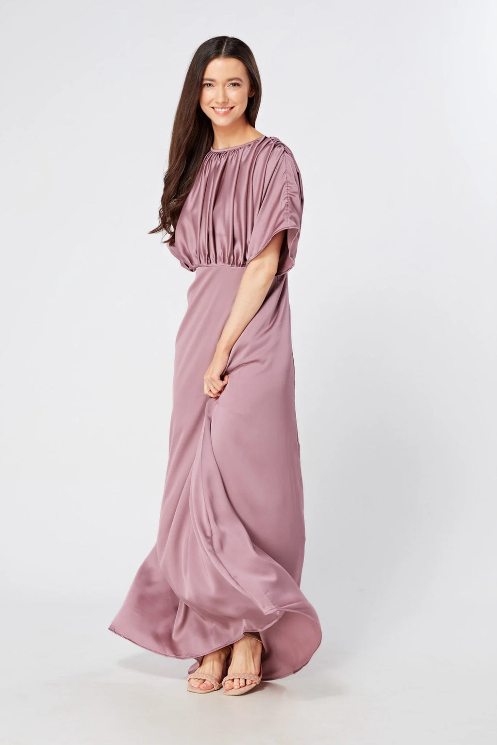 Josephine Lilac Satin Maxi Dress