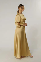 Lila Light Gold Knotted Front Maxi Dress